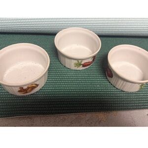 Vintage Porcelain Ramekins - SET OF 3 - White Vegetable Dishes